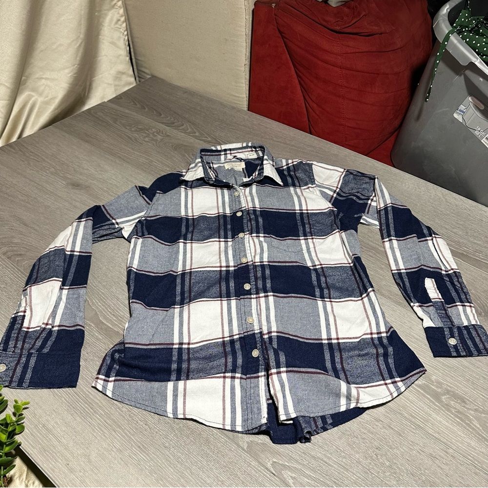 Weatherproof Vintage Plaid Flannel Button up Women’s Blouse size Medium